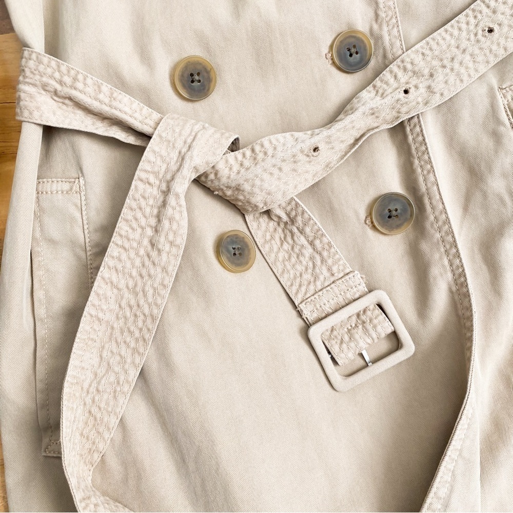 JCrew Icon Trench Coat Classic Tan Camel Preppy Mid-Length Double Breasted Sz 2 - Picture 10 of 12